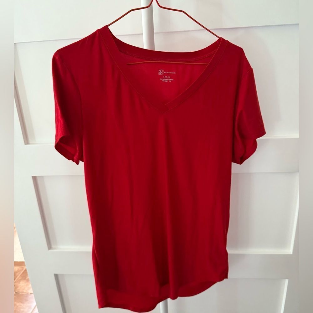 No Boundaries Bright Red V-Neck Tee